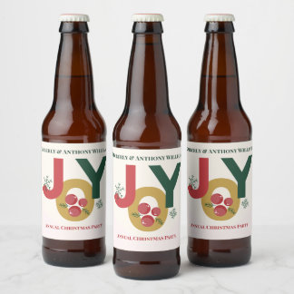 Etiqueta Para Botella De Cerveza Envuelto en Alegría, Atado con Feliz Navidad