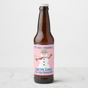 Etiqueta Para Botella De Cerveza Es el detective Snowman Pink