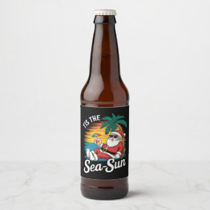 Etiqueta Para Botella De Cerveza Es El Sol Del Mar Santa Playa Navidad En Julio