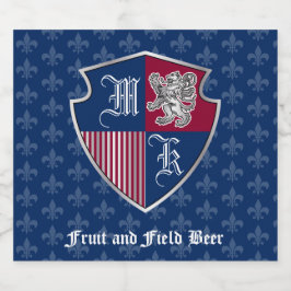 Etiqueta Para Botella De Cerveza Escudo de Emblem Monograma de León Plateado