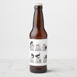 Etiqueta Para Botella De Cerveza Espeluznante Pastel Gótico Fantasma Gatos Negros H
