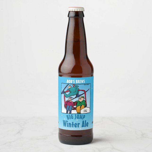 Etiqueta Para Botella De Cerveza Esquiadores Personalizado Winter Ale (Anverso)