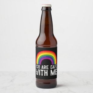 Etiqueta Para Botella De Cerveza Estás Seguro Conmigo Mes del Orgullo LGBTQ Arcoíri