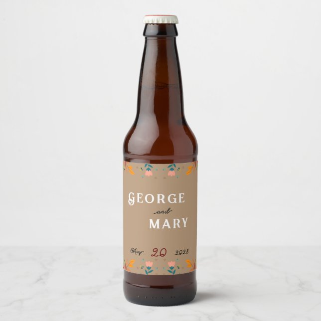 Etiqueta Para Botella De Cerveza Estilo de las flores (Anverso)