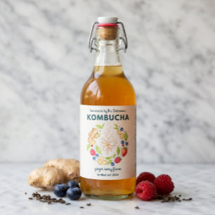 Etiqueta Para Botella De Cerveza Etiqueta de Botella Botánica de Kombucha Personali