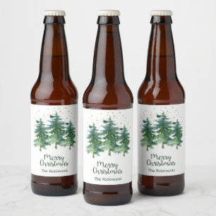 Etiqueta Para Botella De Cerveza Etiqueta de Botella de Cerveza Feliz Navidad Bosqu