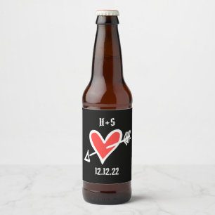 Etiqueta Para Botella De Cerveza Etiqueta de botella roja y negra de corazón de amo