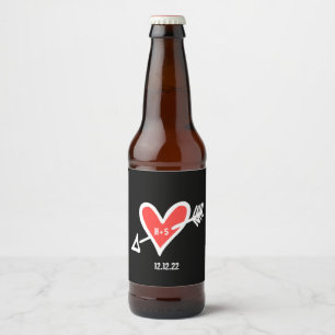 Etiqueta Para Botella De Cerveza Etiqueta de botella roja y negra de corazón de amo