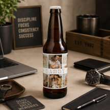 Etiqueta de cerveza de collage de fotos de niños d