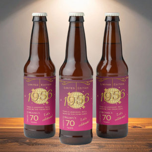 Etiqueta Para Botella De Cerveza Etiqueta de cerveza rosa de cumpleaños 60 de nacid
