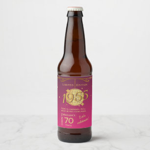 Etiqueta Para Botella De Cerveza Etiqueta de cerveza rosa de cumpleaños número 70 n
