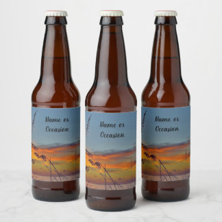 Etiqueta Para Botella De Cerveza Etiqueta de la cerveza Beach Sunset