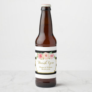 Etiqueta Para Botella De Cerveza Etiqueta de la cerveza de oro floral rosa de franj