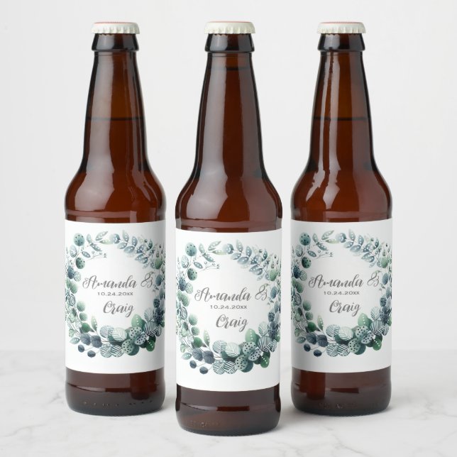 Etiqueta Para Botella De Cerveza Eucalyptus Boda de hoja botánica (Botellas)