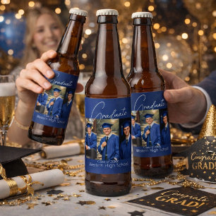 Etiqueta Para Botella De Cerveza Exhibición de Fotos de Fiesta de Graduación Modern