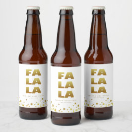 Etiqueta Para Botella De Cerveza Fa La La La | Navidades divertidos blanco y oro