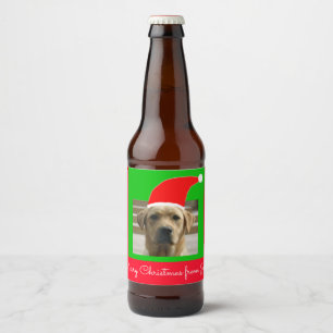 Etiqueta Para Botella De Cerveza Felices Navidad del perro de Santa de (su texto)
