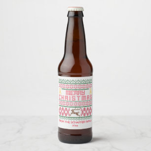 Etiqueta Para Botella De Cerveza Felices Navidad, estilo cosido
