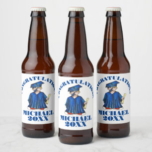 Etiqueta Para Botella De Cerveza Felicitaciones Graduación Niño Graduado Cap Gown