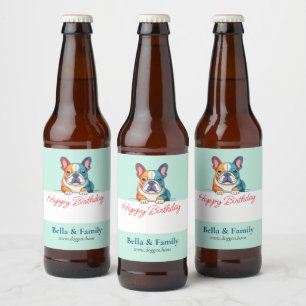 Etiqueta Para Botella De Cerveza Feliz Cumpleaños Bulldog Francés 