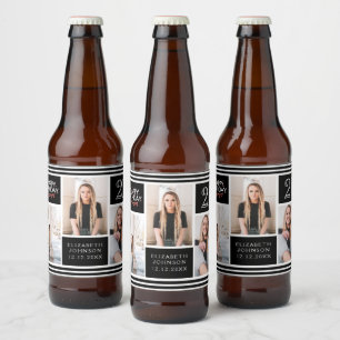 Etiqueta Para Botella De Cerveza Feliz cumpleaños Collage de fotos Bunting 21º cump