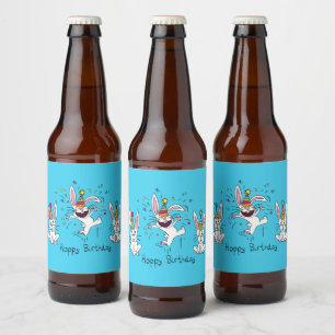 Etiqueta Para Botella De Cerveza Feliz cumpleaños conejo conejo conejo de cerveza