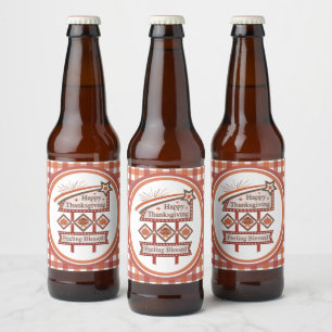 Etiqueta Para Botella De Cerveza Feliz Día de Acción de Gracias Sentiendo Bendito R