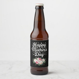 Etiqueta Para Botella De Cerveza Feliz Día de la Madre Floral Bonita Mamá Abuela Es