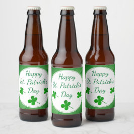 Etiqueta Para Botella De Cerveza Feliz Día de San Patricio, Shamrock verde irlandés