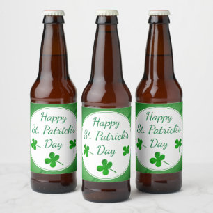 Etiqueta Para Botella De Cerveza Feliz Día de San Patricio, Shamrock verde irlandés