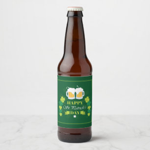 Etiqueta Para Botella De Cerveza Feliz Día de San Patrón Cerveza y Clovers