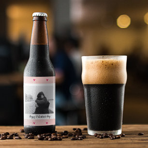 Etiqueta Para Botella De Cerveza Feliz Día de San Valentín Corazón rosa y rojo