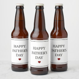 Etiqueta Para Botella De Cerveza Feliz Día del Padre Rojo Corazón Moderno Minimalis