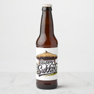 Etiqueta Para Botella De Cerveza Feliz Día Judío de Sukkot Hanukkah