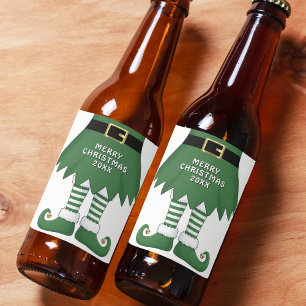 Etiqueta Para Botella De Cerveza Feliz Navidad en Verde
