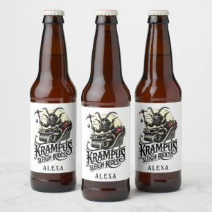 Etiqueta Para Botella De Cerveza Feliz Navidad Krampus Krampus Paseos en Trineo