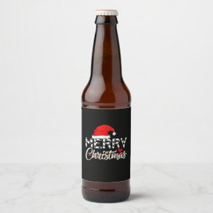 Etiqueta Para Botella De Cerveza Feliz Navidad Santa Claus Divertida Familia