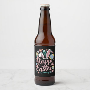 Etiqueta Para Botella De Cerveza Feliz Pascua Conejo Lindo Conejo Huevos