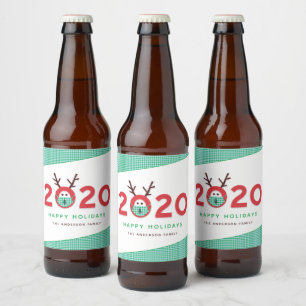 Etiqueta Para Botella De Cerveza Festividad Personalizado de renos enmascarados 202