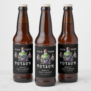 Etiqueta Para Botella De Cerveza Fiesta de Cócteles de Halloween 'Elige tu Veneno'