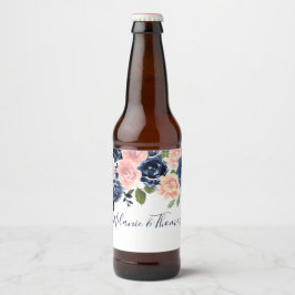 Etiqueta Para Botella De Cerveza Fiesta de compromiso de boda de flores rosadas y a