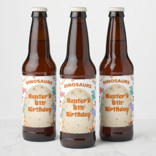 Etiqueta Para Botella De Cerveza Fiesta de cumpleaños de los dinosaurios con huevo