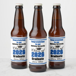 Etiqueta Para Botella De Cerveza Fiesta de Graduación de la Clase Azul de 2026 Pers