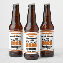 Etiqueta Para Botella De Cerveza Fiesta de Graduación de la Clase de 2026 de Naranj