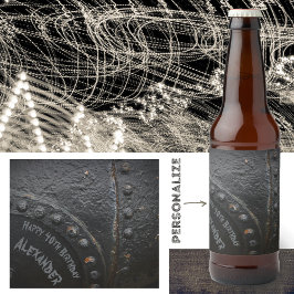 Etiqueta Para Botella De Cerveza Fiesta de hombre de estilo industrial metalizado n