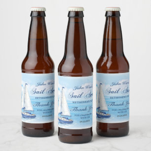 Etiqueta Para Botella De Cerveza Fiesta de jubilación Sail Away Náutica Barco Yate