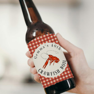 Etiqueta Para Botella De Cerveza Fiesta de mariscos de cangrejos de estampado de cu