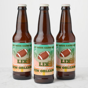 Etiqueta Para Botella De Cerveza Fiesta de Palmeras y Levantamientos de Fútbol