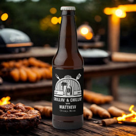 Etiqueta Para Botella De Cerveza Fiesta de Soltero Parrillada y Relajación