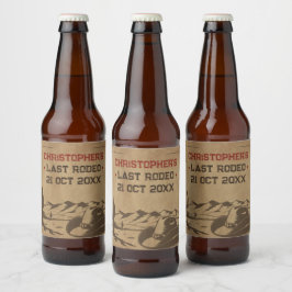 Etiqueta Para Botella De Cerveza Fiesta de Soltero Vaquero Rústico Vintage Último R
